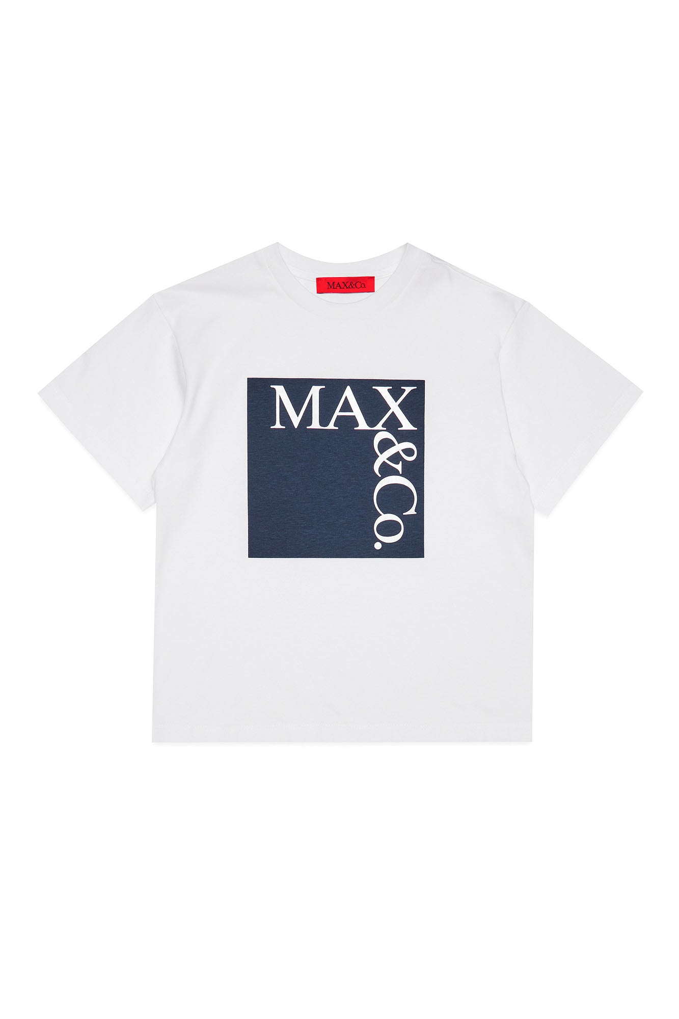 MAX&CO KIDS-T-Shirt Bambina Logo-Bianco Blu