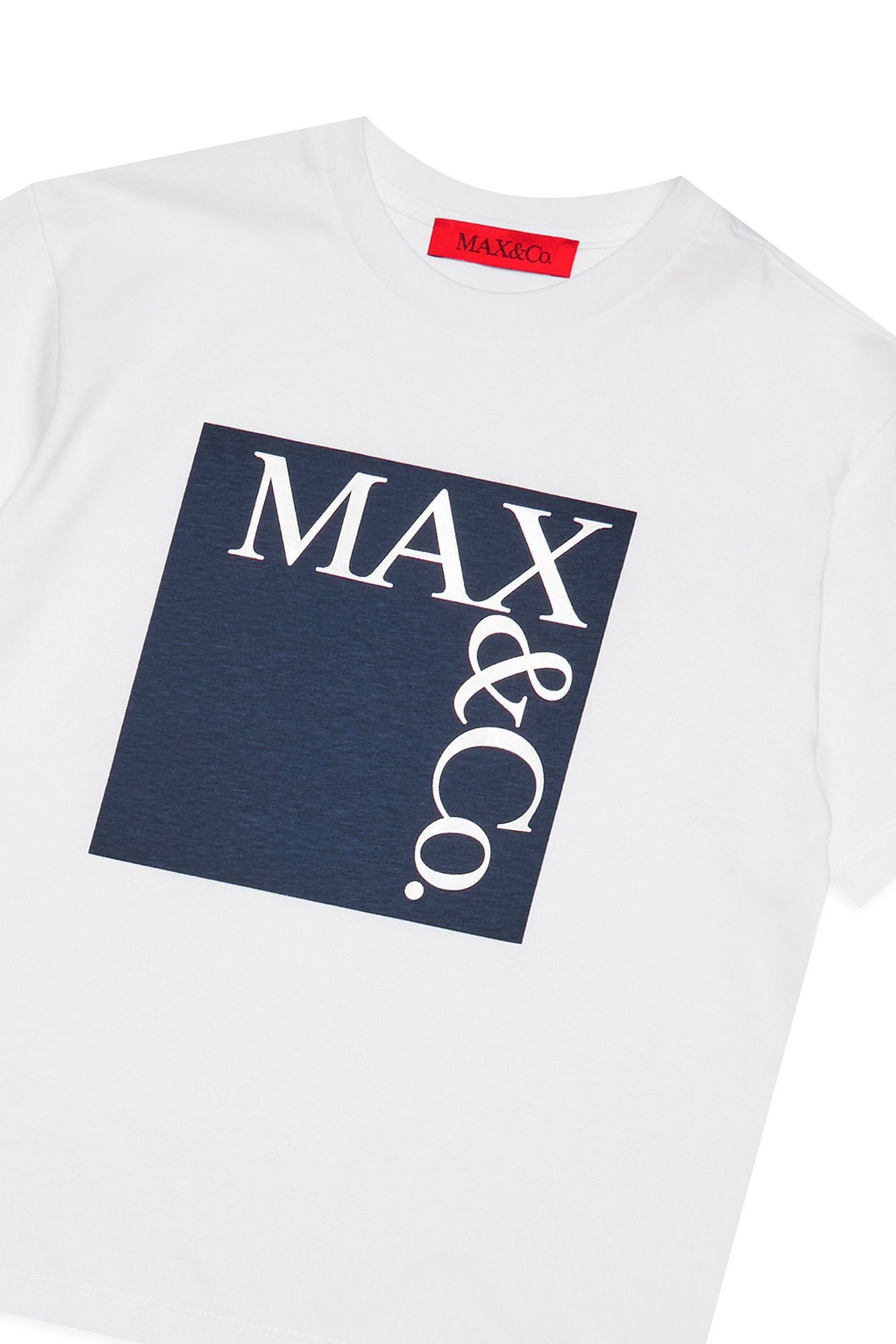 MAX&CO KIDS-T-Shirt Bambina Logo-Bianco Blu